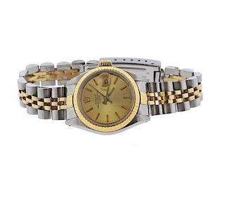 Rolex Oyster Date 18k Gold Steel Watch 6917