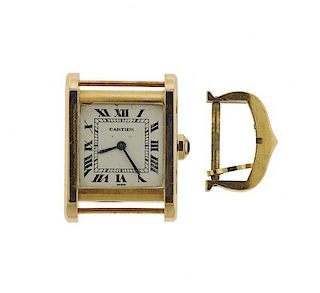 Cartier Paris Tank 18k Gold Manual Wind Watch