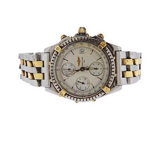 Breitling Chronomat 18k Gold Steel Chronograph Watch B13050.1