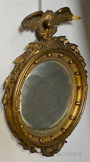 Classical-style Carved and Painted Convex Mirror, (imperfections), ht. 36, wd. 27 in.