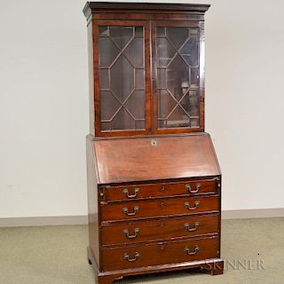 George III Glazed Mahogany Desk/Bookcase, ht. 79 1/2, wd. 36, dp. 21 in.