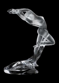 Lalique Clear and Frosted "Arms Up" Figurine