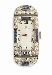 Lady's Movado Diamond & Sapphire Art Deco Watch