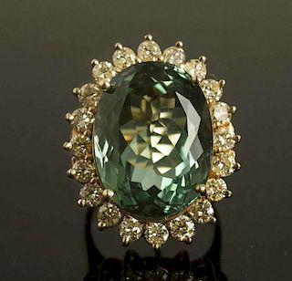 Teal Topaz Diamond 14k Ring