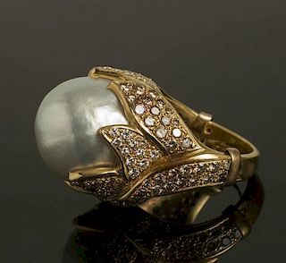 Pearl Diamond 18k Ring