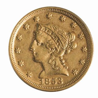 1853-D U.S. $2.50 Quarter Eagle PCGS AU 55