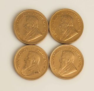 Four South African 1979 Gold Krugerrands
