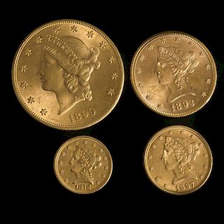 4 Pc U.S. Gold Type Set, Philadelphia Mint, Liberty Head