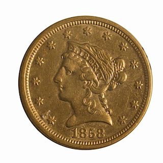 1858 U.S. $2.50 Quarter Eagle AV 50+