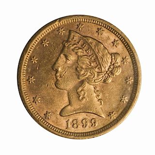 1899 U.S. $5.00 Half Eagle AV +