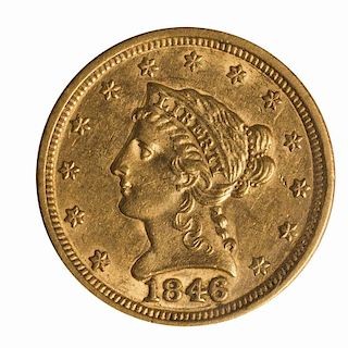 1846 U.S. $2.50 Quarter Eagle AV 55+