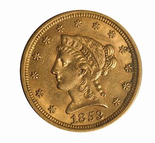 1853 U.S. $2.50 Quarter Eagle AV 55+