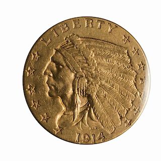 1914 U.S. $2.50 Quarter Eagle, Indian Head AV+