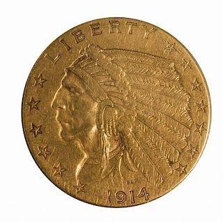 1914 U.S. $2.50 Quarter Eagle, Indian Head EF+