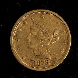 1878 Liberty Head 2 1/2 Dollar Gold Coin
