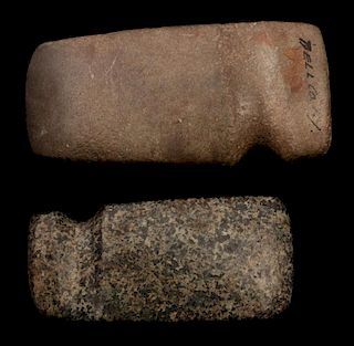 TWO 3/4 GROOVE STONE AXE HEADS