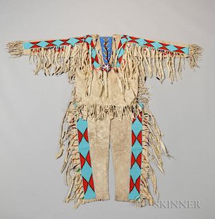 Blackfeet Chief's Beaded Hide Shirt and Leggings
