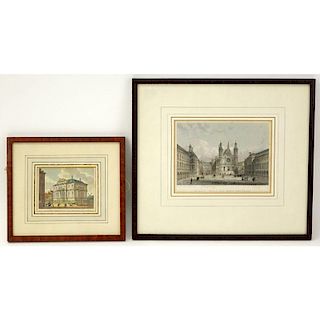Two (2) Antique Color Engravings. Comprise:  A. and E. Rouargue "La Haye, Palais Des Etats Généraux" and Abraham Rademaker 