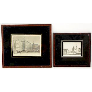 Two (2) Antique Engravings. Comprise: W.H. Bartlett "Palace and Old Church, Amsterdam" and Hendrik Spilman "t Huis Oploo bij 