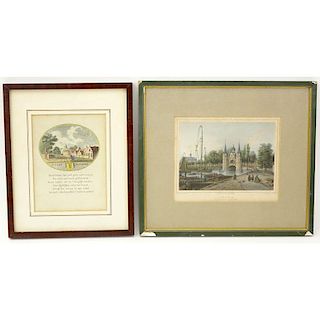 Two (2) Antique Engravings. Comprise:  L. Rohbock "Sneek-Waterpoort" by J. L. Terwen sculp. and Altena Brouwer "View of Nootd