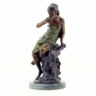 After: Mathurin Moreau, French (1822-1912) Patinated Bronze Sculpture On Marble Base "La Source".