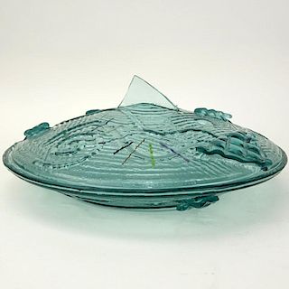 Mid Century Modern Covered Molded Glass Dish.