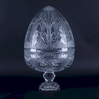 Oversized Irena Polish Cut Lead Crystal Ovoid Covered Compote.