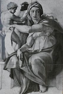 Tile Mural, Delphic Sybil from Sistine Chapel, 20th Century