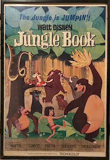 Stone Lithograph Poster, Jungle Book, Disney Studios 1968