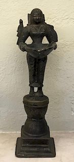 Bronze Deepa Lakshmi Lamp, India, 19th Century or earlier