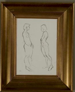Graphite Study, Two Nudes, attributed to Henri Matisse (1869-1944)
