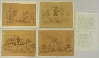 Lot of Six (6) 18th Century Neoclassical Drawings.