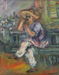ZUCKER, Jacques. Oil on Canvas. Man in Sombrero.