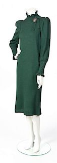 An Adolfo Emerald Green Wool Knit Dress,