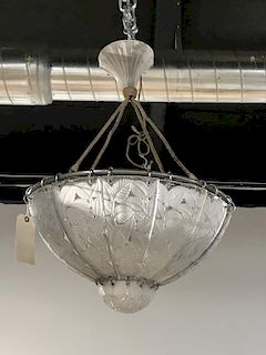 R. Lalique "Feuilles De Charme" Chandelier.