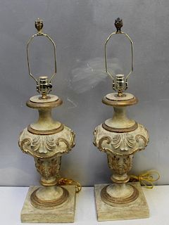 A Pair of Festoni Carved and Hand Paint Decorated
