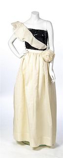 An Adolfo Ivory and Black Evening Ensemble, Size 8.