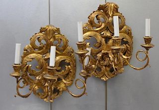 A  Pair of  Antique Rococo Carved Giltwood