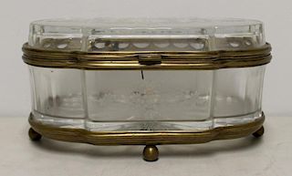 Large, Finely Etched and Brass Mounted Glass