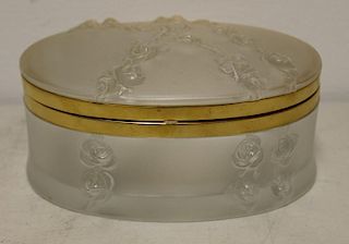 LALIQUE, France , Signed Glass Vanity Box With