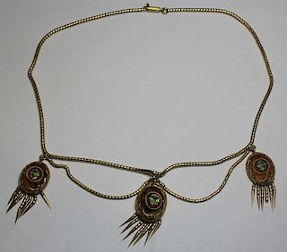 JEWELRY. 18kt Gold and Emerald Fringe Necklace.