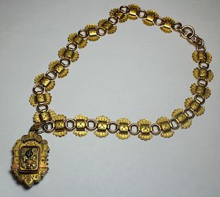 JEWELRY. Gold Etruscan Style Necklace and Locket.