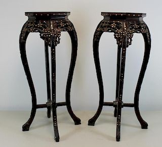 Pair of Chinese Hardwood, Mother of Pearl