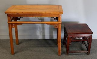 Antique Asian Hardwood Altar Table & a Stand.