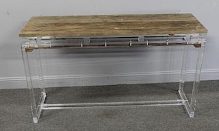 MIDCENTURY. Lucite Console Table with Distressed