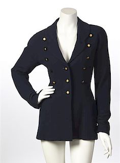 A Chanel Couture Navy Wool Crepe Jacket,