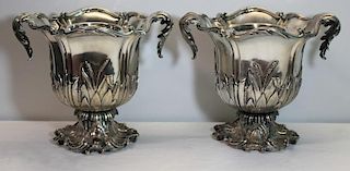 SILVER-PLATE. Pair of Silver-Plated Wine Coolers.