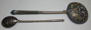 SILVER. 2 Antique Russian Silver Spoons.