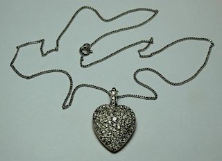 JEWELRY. Melee Diamond Heart Form Pendant.