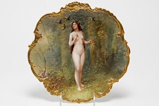 B&H Limoges KPM-Manner Cabinet Plate w. Nude